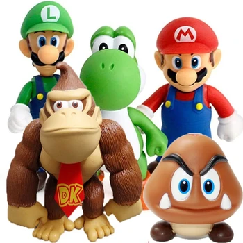 Mario Anime, Joonis Bros Luigi Yoshi Mudel Bowser Lapsed Mänguasjad Cake Toppers Kogumise Playset Seene Orangutang Chirstmas Kingitus