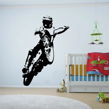 Mootorratta Speedway Sõitja Seina Kleebis Motorcross Bike Simon Trikk Sport Seina Decal Kids Room Mängutuba Vinüül Decor