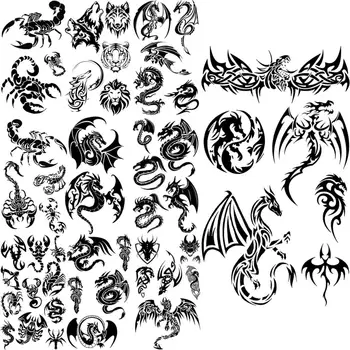 Must Draakon Ajutine Tattoo Naised Mehed Realistlik Skorpion Hunt Võltsitud Tätoveering Kleebis Jalg Käsi Tatoos Mereäärne Joon Kunsti