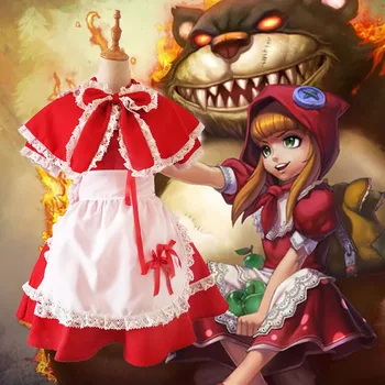 Mäng LOL Annie Väike Punane Kapuuts Neiu Põlle Kleit Ühtne Komplekt Halloween Hallowmas Festival Cosplay Kostüümid Naiste Kleit Cos