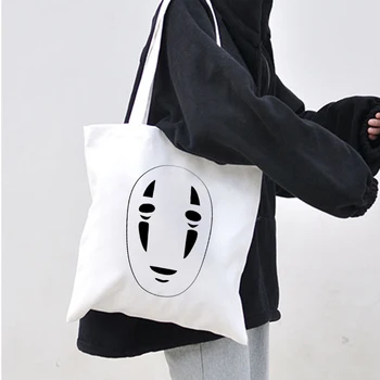 Nägu ei Mees Studio Ghibli Totoro Shopper ostukott Anime kott Puuvill Tassima Eco Korduvkasutatavad Bolso Käekott Kott Eco Korduvkasutatav Kott