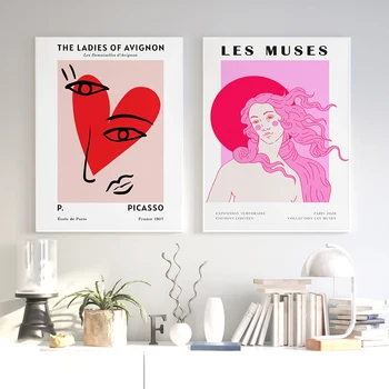 Pablo Picasso Kiss Prindi Galerii Seina Art Canvas Poster ja Trükib Roosa Feministlik Venus Abstraktse Maali Pilte Home Decor