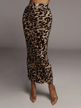 Plisseeritud Leopard Printida Seelik Naiste Bodycon Kõrge Vöökoht Pilu Snakeskin Slim, Seksikas Naine Sünnipäeva Õhtul Club Pliiats Seelik