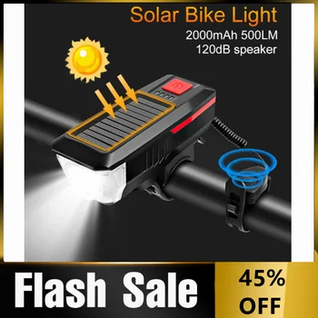 Päikese Jalgratta Esi-Light USB Laetav LED Lamp Bike Sarv Kerge Jalgratta Laterna Esitulede Jalgrattasõit Taskulamp Bike Tarvikud