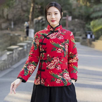 Qipao Tang Ülikond Uus Aasta Naiste Hiina Stiilis Paksenema Sametist Mantel Traditsiooniline Õhtu Pool Pulm Cheongsam Lühikesed Topid Riided