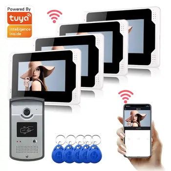 RFID Juurdepääsu Kontroll Video Intercom 7 tolline Monitor Tuya APP Video Intercom Home Security System Video Uksekell-Ukseline telefoni kaamera