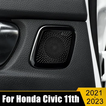 Roostevaba Auto Sisemise Tagumise Ukse Käepide Audio Sarv Kapuuts Kõlar Sisekujundus katteraam Kleebis Honda Civic 11. Gen 2021 2022 2023