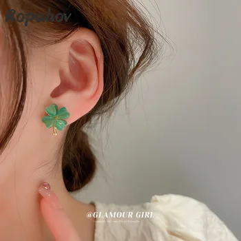 Ropuhov Naine Silver Needle Roheline Love Flower Opaal Kõrvarõngad Korea Temperament On Lihtne Uus