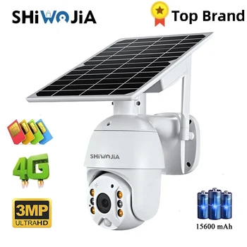 SHIWOJIA Kaamera 4G SIM-Kaardi 3MP HD päikesepaneel Väljas Järelevalve CCTV Kaamera Smart Home Kaks-viis olevad sissemurdmise Alarmsüsteemid Pikk Ooterežiimis