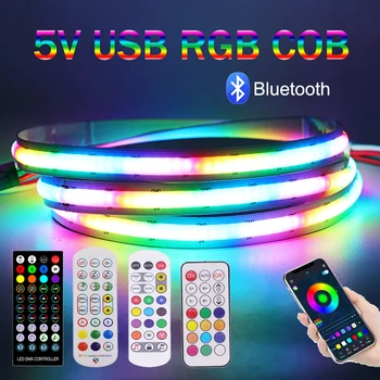 SK6812 Täielik Värvi RGB COB LED Valgus Bluetooth 5V Smart Unistuste Värvi 332LEDs Kõrge Tihedusega Lineaarne Kerge Stadium LED Lint