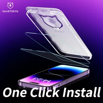 SmartDevil iPhone 14 Pro Max Plus 13 12 Täielikult Katta Screen Protector Karastatud Klaas Ühe Kliki Lihtne Paigaldada Servad Selge