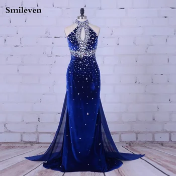 Smileven Royal Blue Mermaid Tanssiaiset Kleidid, Päitsed Kleit De Iltamat Õhtul Hommikumantlid Velvet Saudi Araabia Lihtne Lepinguosalise Kleit 2023