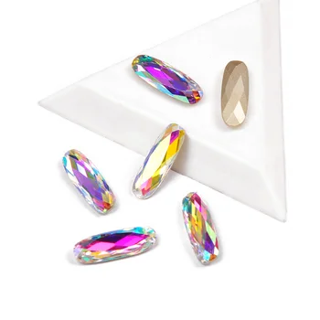 Super Glitter Klaas Crystal AB Värvi Kive Pointback Kive Jaoks Võlusid 3D Küüned Kunsti Kaunistused prügikasti raputas