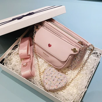 Sweet Lady Square Crossbody kott 2021 Fashion New Kõrge kvaliteediga PU Nahast Naiste Disainer Käekotis Kett Õlal Messenger Kott