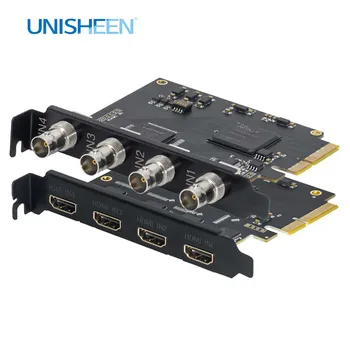 UNISHEEN HD Video Capture Card Box Zoom 1080p OBS Vmix Wirecast Streaming Quad 4 Channel HDMI SDI Broadcast PCI Express