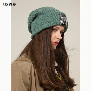 USPOP täiesti Uus Talve Mütsid Naiste Beanies Unisex Skullies Riie Silt Kootud Mütsid