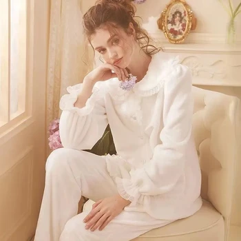 Uus Pajama Set Naiste Talve Paks Lapp Naiste Pidžaama Komplekt Armas Coral Pikad Varrukad Fliisist Püksid Homewear Emane