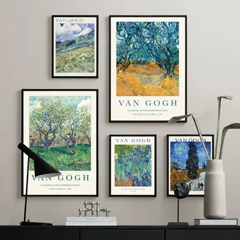Van Gogh Almond Blossom Iris Tähine Öö Wall Art Lõuend Maali Nordic Plakatid Ja Pildid Seina Pildid Elutuba Decor