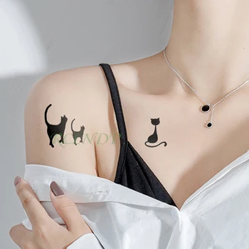 Veekindel Ajutine Tätoveering Kleebised Kass Koer Võltsitud Tatto Flash Tätoveering Tatouage Kaela poolt Tagasi Suu õla Tüdruk Naised Mehed