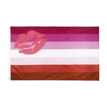 VERTIKAALNE Rippuvad 90x150cm LGBT-Vikerkaar Homoseksuaalne Huulepulk Kiss Lip Lesbi Uhkus Lipu Kaunistamiseks