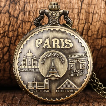 Vintage Pariisi Eiffeli Torn, Notre Dame Disain Kvarts taskukella LE LOUVRE Kaelakee Ripats Kunsti Suveniiride Kella Mehed Naised