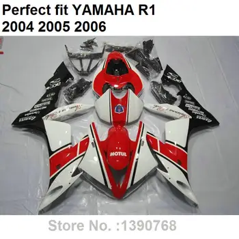 Voolundi komplekt Yamaha YZF R1 04 05 06 valge must punane kere osad fairings set YZFR1 2004 2005 2006 LV08