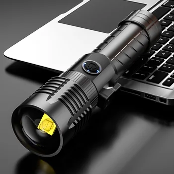 Võimas enesekaitse Taskulamp USB Laetav Kerge High Power Led Tuled, Ultra Ere Taskulamp Ohutuse Haamer Käes Lamp