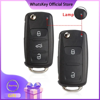WhatsKey Flip Remote Auto Key Shell Puhul Seat Leon Jaoks Skoda Fabia Volkswagen VW Caddy Passat Golf 6 7 4 5K0837202AD