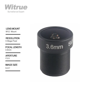 Witrue 5megapiksline CCTV Lens 3.6 mm M12 Mount 1/2.5 tolline 110 lainurk HD 1080P/4MP/5MP AHD Kaamera IP-turvakaamerad