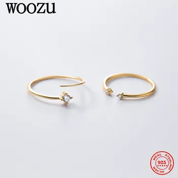 WOOZU Originaal 925 Sterling Hõbe Geomeetriline Ring Mini Tsirkoon Virnastatavates sõrmustes Sünnipäeva Naiste Õrn Ehted